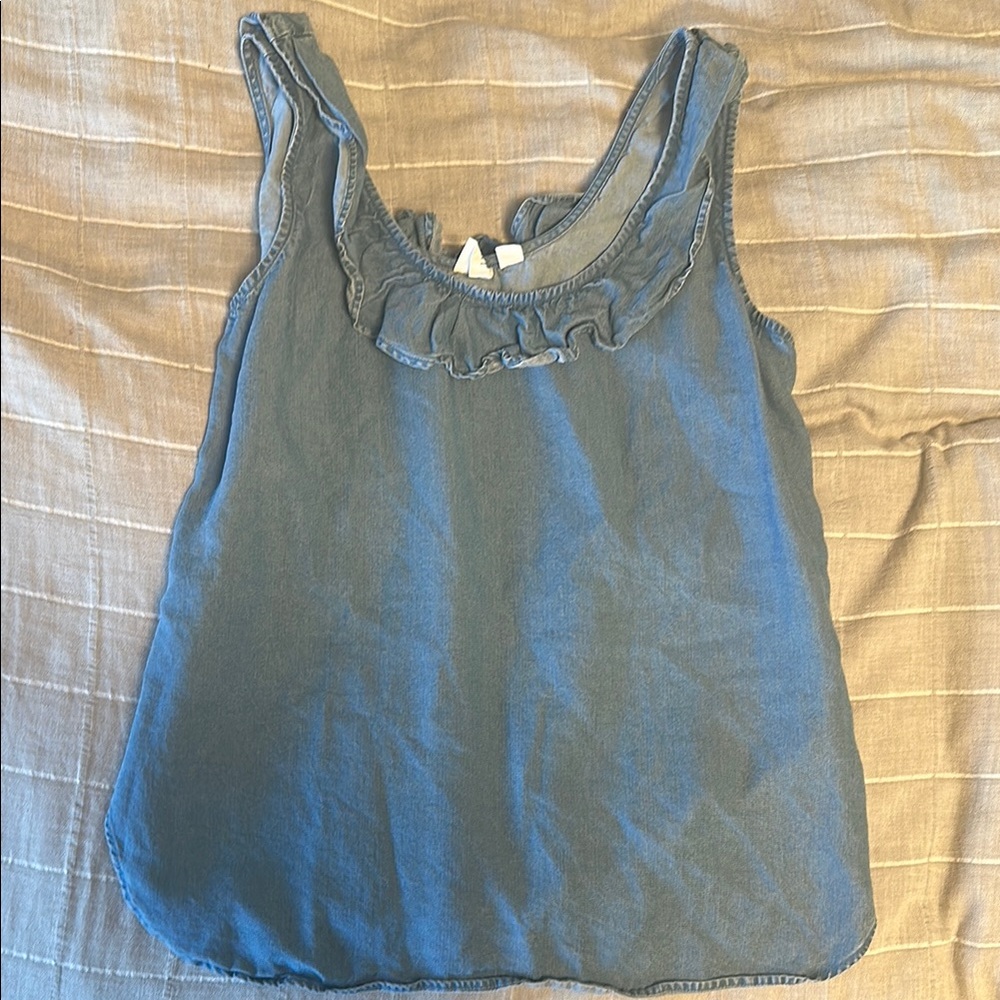 GAP Denim Ruffled Sleeveless Top